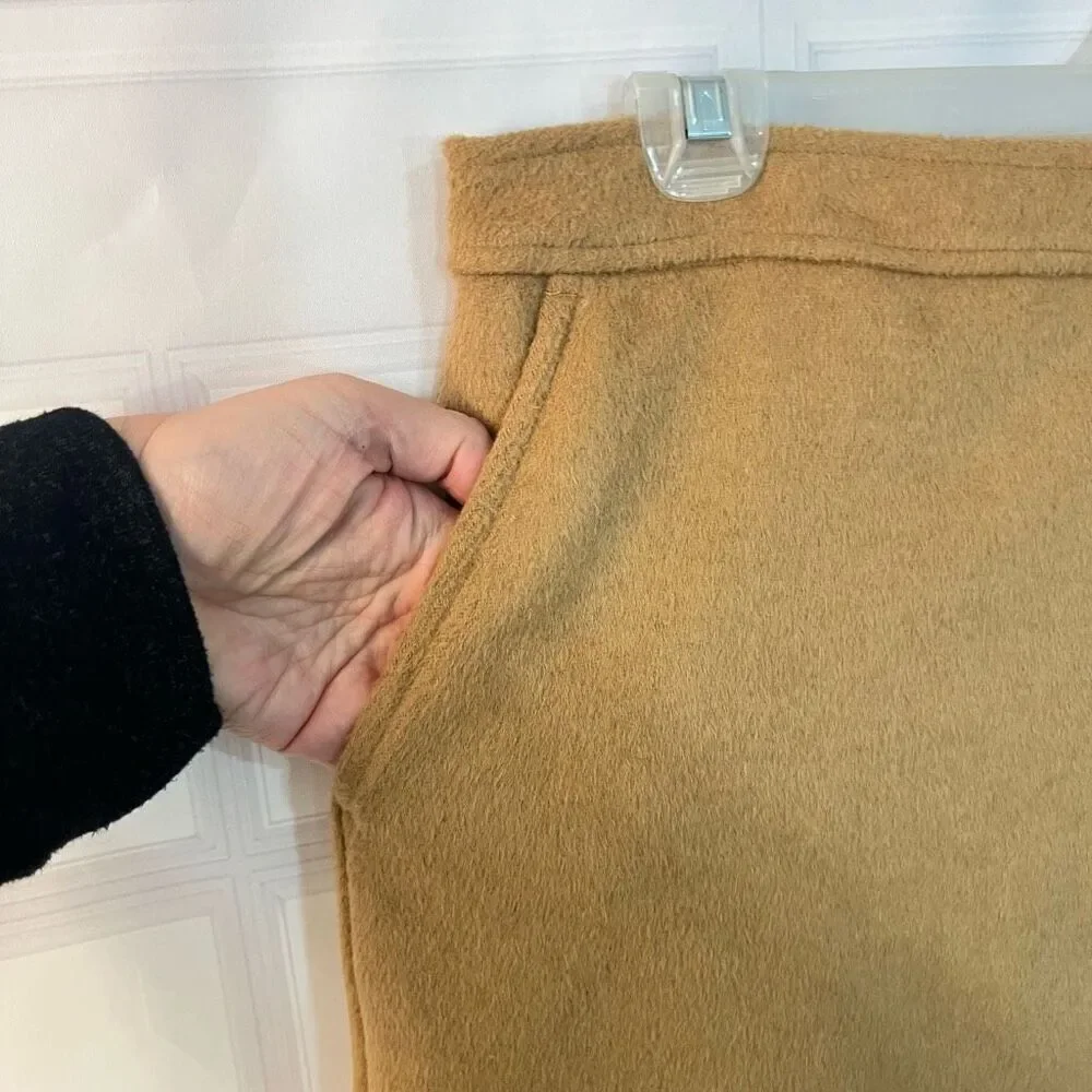 Loft camel gold button detail mini skirt size 14